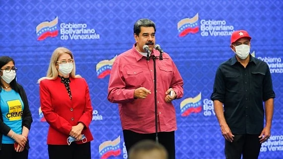 Venezuelan President Nicolas Maduro at a press conference