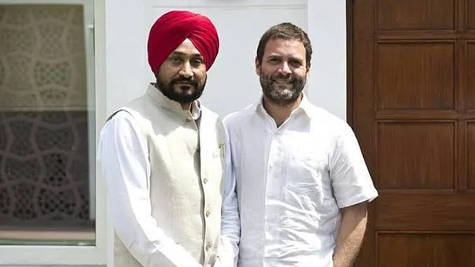 Charanjit Singh Channi with Congress leader Rahul Gandhi