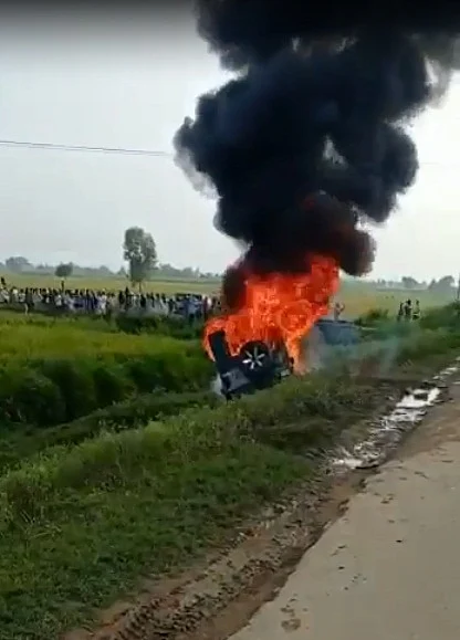 A visual from Lakhimpur Kheri after the violence broke out