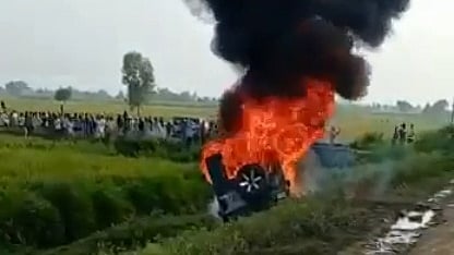 A visual from Lakhimpur Kheri after the violence broke out