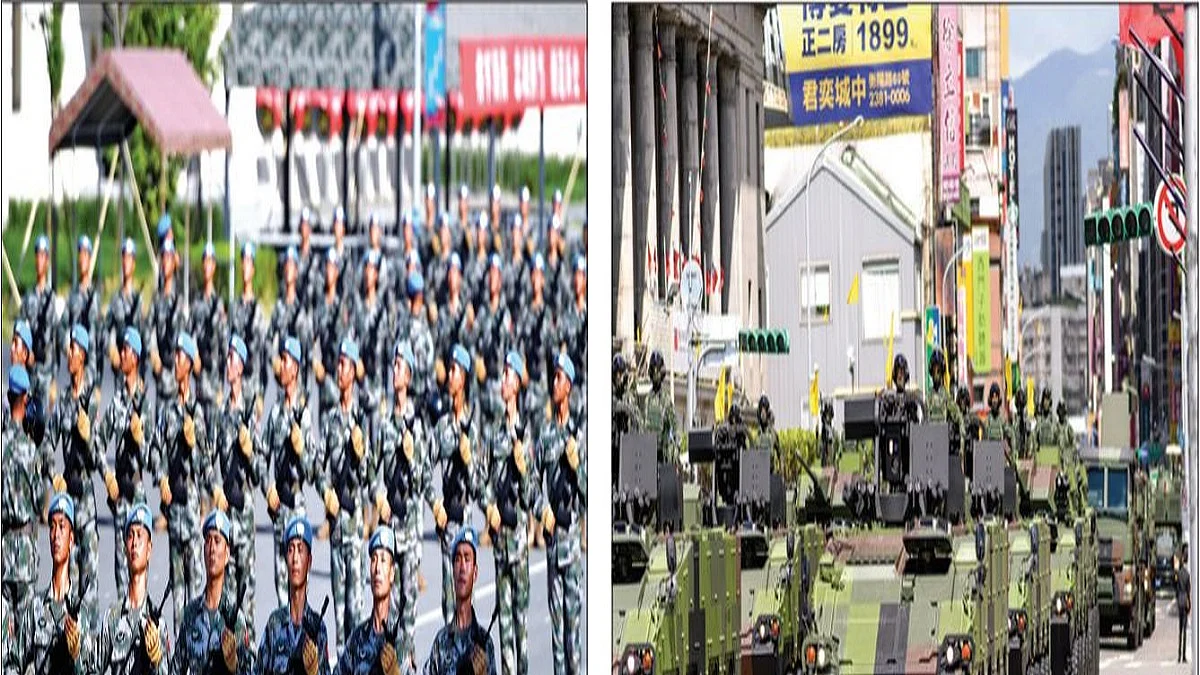 China National Day Parade (Left) Taiwan National Day Parade (Right)