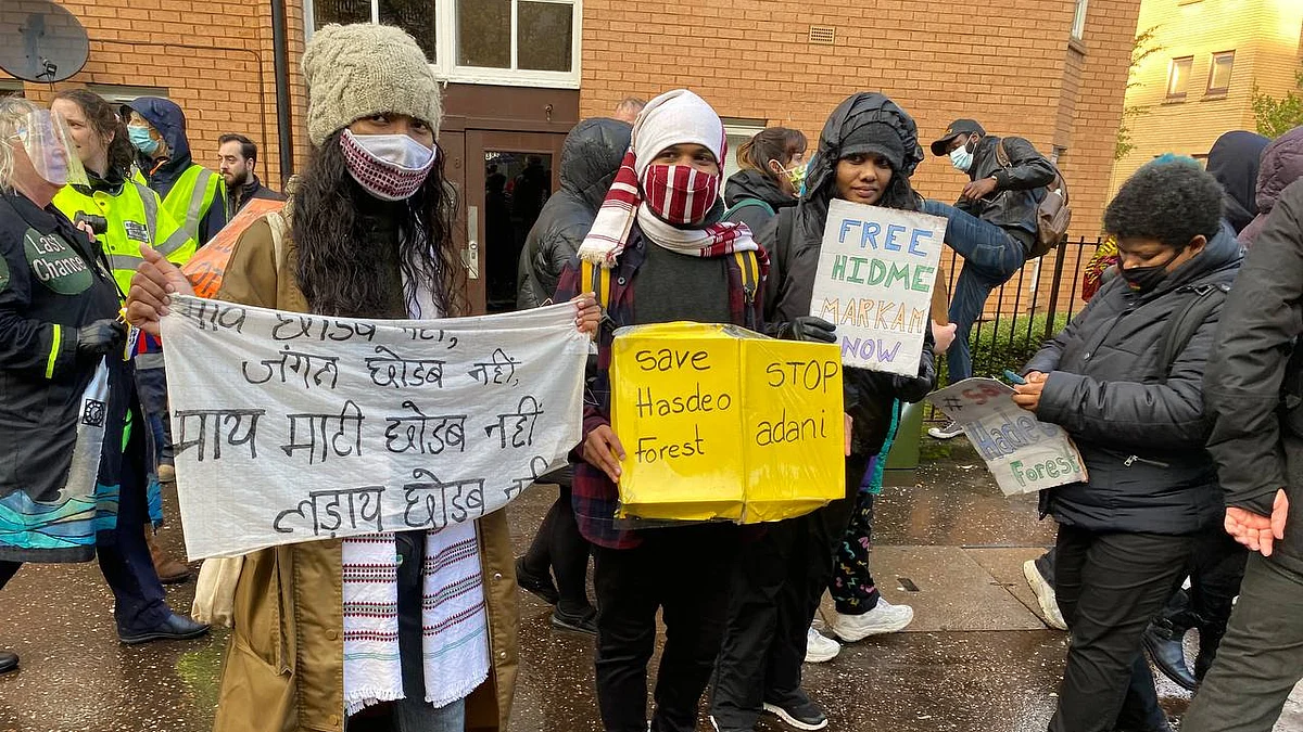 Adivasis from India protest in Glasgow against coal mining at COP26