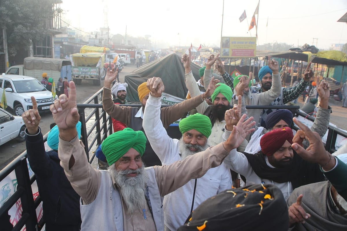 Farmers celebrate while going back