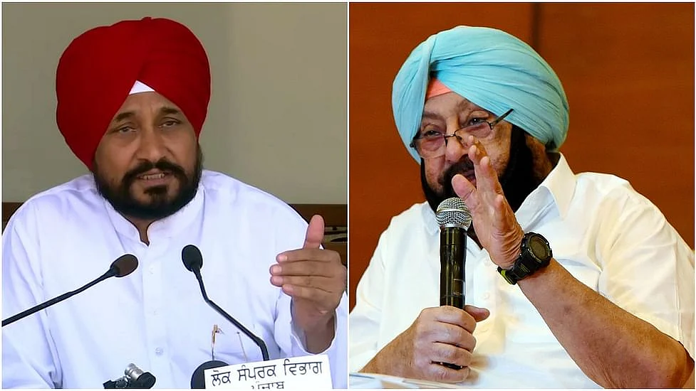Punjab CM Charanjit Singh Channi (L), former CM Capt Amarinder Singh