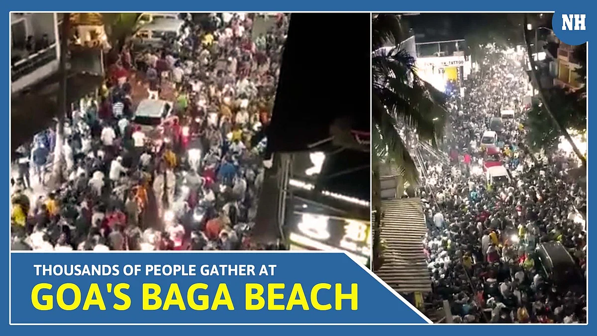 Despite govt's tough restrictions thousands of people gather at Goa's Baga beach