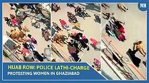 Hijab row: Police lathi-charge protesting women in Ghaziabad, video goes viral
