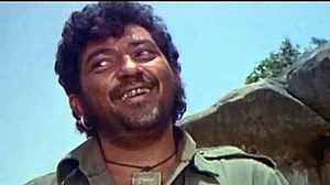 Gabbar Singh, the iconic villain from the film 'Sholay' smiles before killing his victims in cold blood