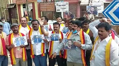 Kannada organisations protest against Bollywood star Ajay Devgn in Karnataka