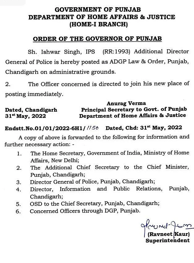 LIVE News Updates: Punjab government appoints IPS Ishwar Singh as ADGP Law & Order