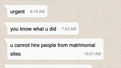 B'luru fintech Co-founder offers job to matrimonial match, chat with father goes viral