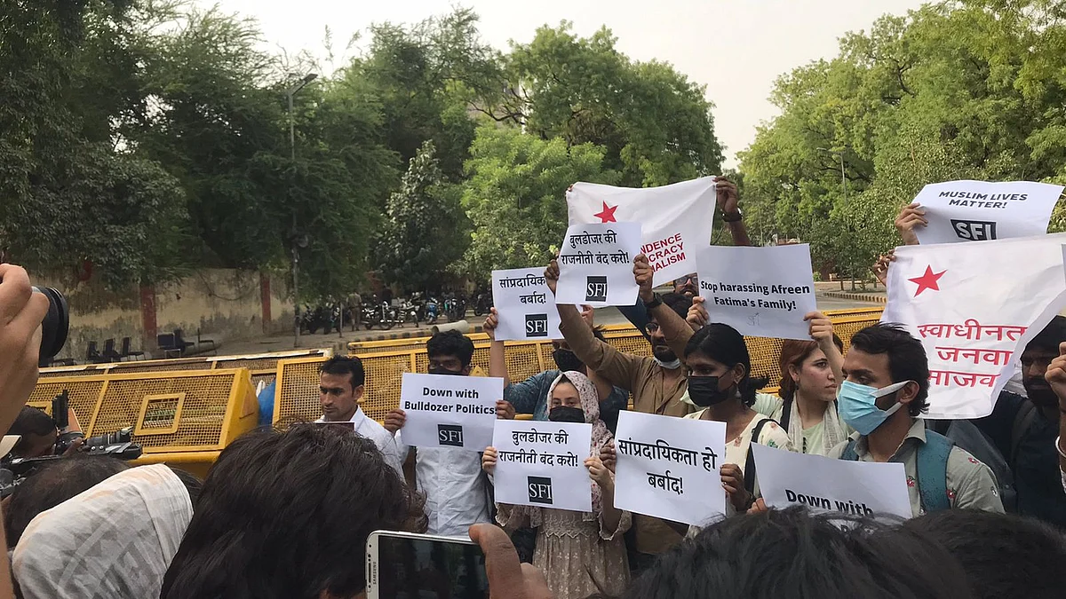 Protests in Capital against demolition of activist Afreen Fatima’s Prayagraj house