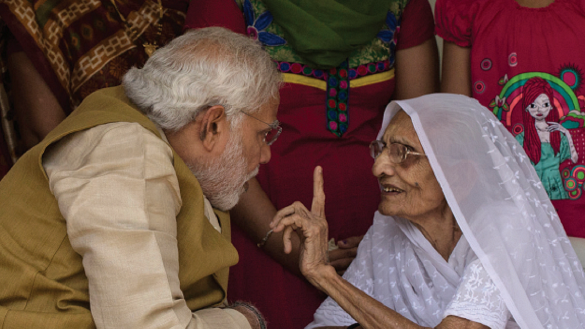 PM Narendra Modi with his mother Hiraba