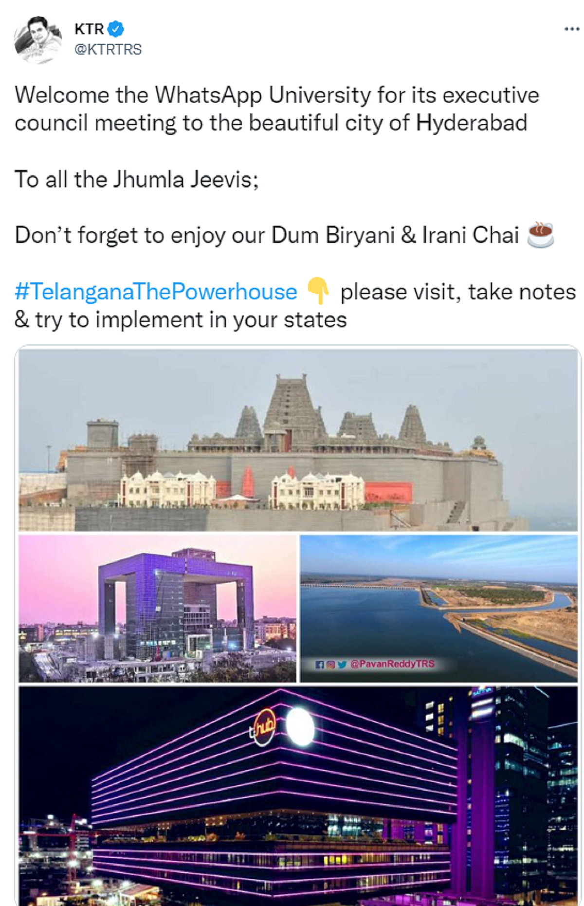 'Enjoy Dum Biryani, Irani Tea' while in Hyderabad, Telangana Minister KTR mocks at BJP leaders