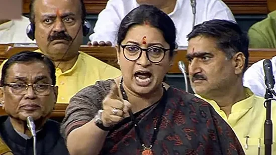Union minister Smriti Irani barks at the Opposition in Lok Sabha