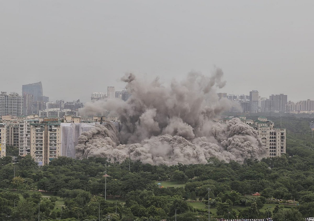 The demolition of 100-metre-high Twin Towers