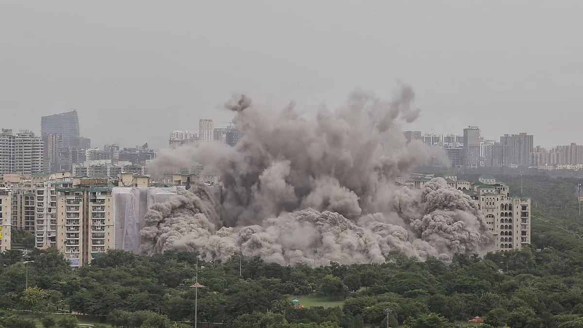 The demolition of 100-metre-high Twin Towers