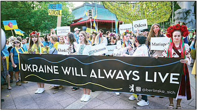 A protest march
in Berlin on
August 24, the
Independence
Day of Ukraine