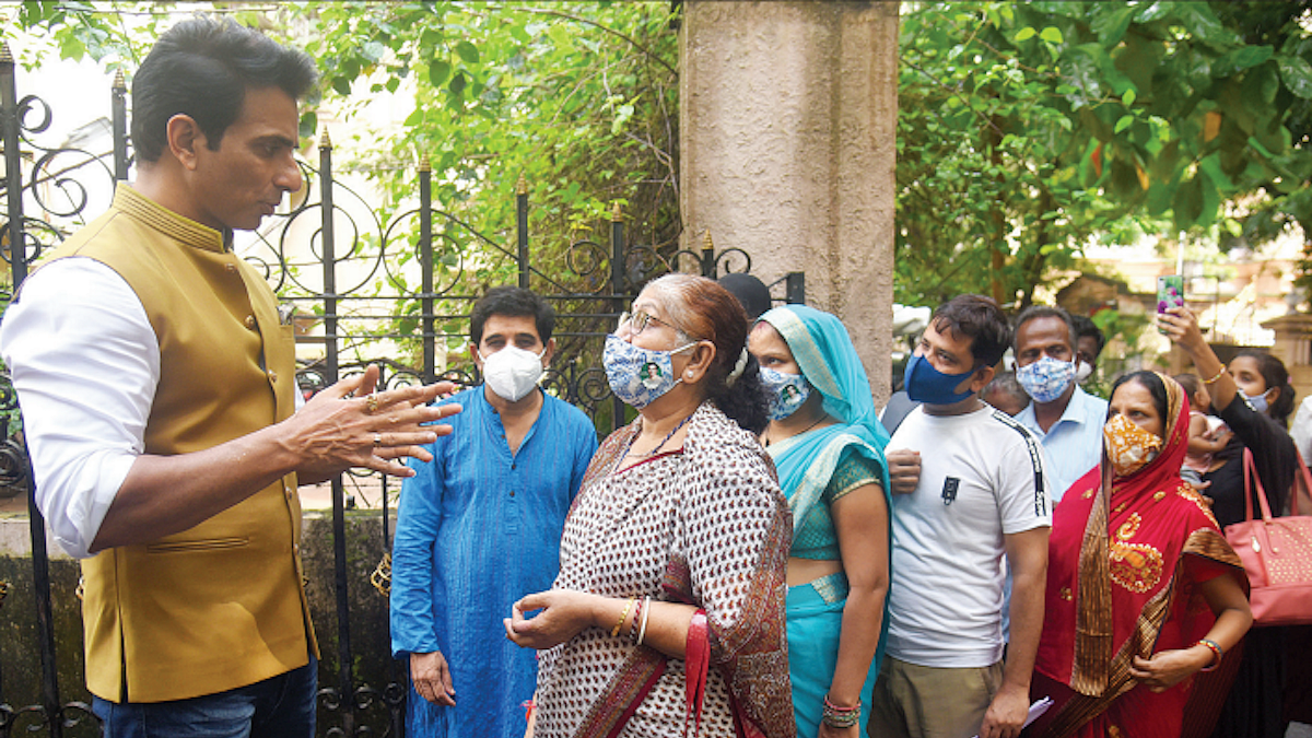 Scores of hapless people throng to Sonu Sood's residence seeking help