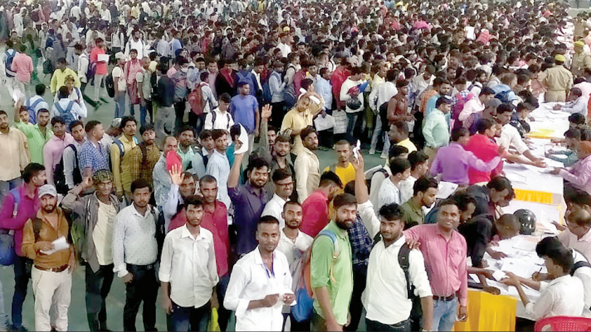 Frustrated job seekers waiting for information