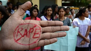 An anti-rape protest organised by students in Hyderabad, 2013