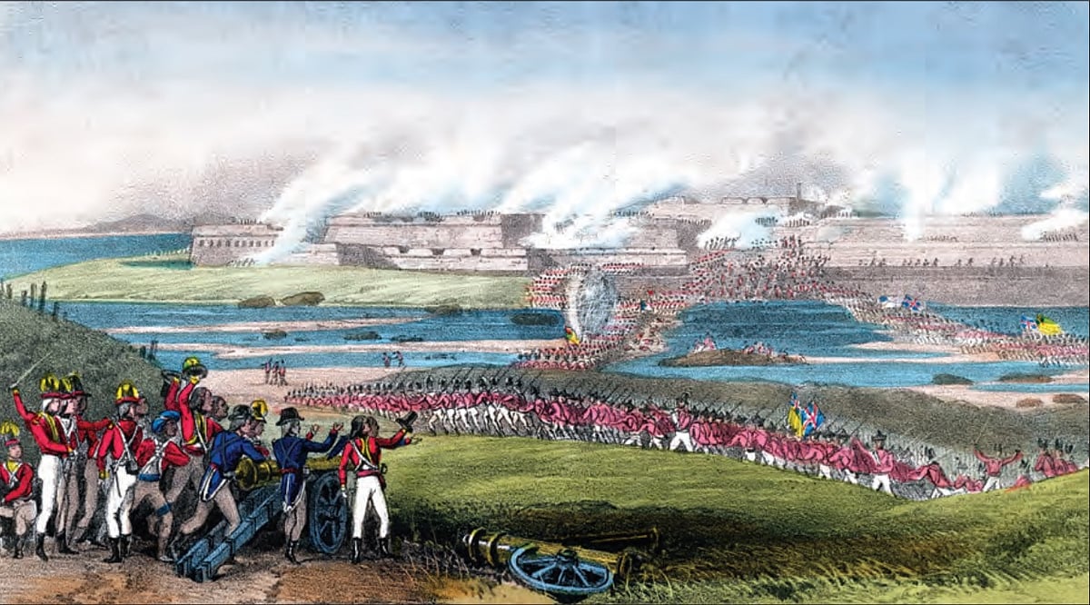 An 18th century painting depicts Tipu Sultan’s army battling the East India Company forces.