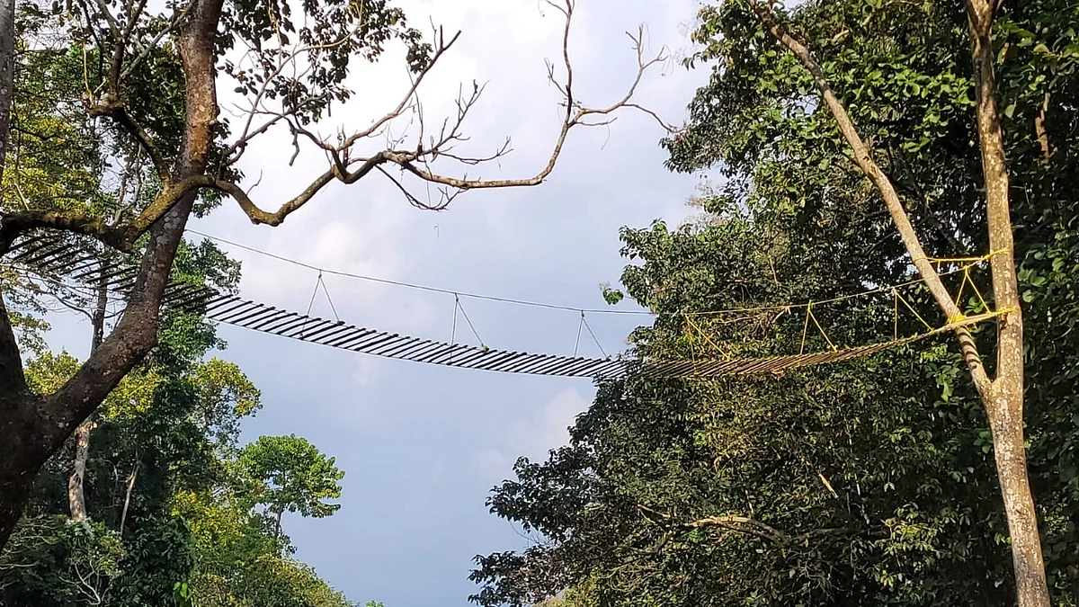 Lightweight hanging bridge.