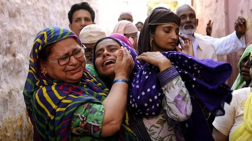 Relatives mourn the death of Mohammad Akhlaq, who was beaten to death by a mob in UP's Dadri in a 'beef lynching' case in Sept 2015 