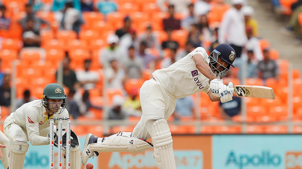 Axar Patel in action against Australia on Day 4 of the 4th Test at Motera stadium in Ahmedabad on Sunday