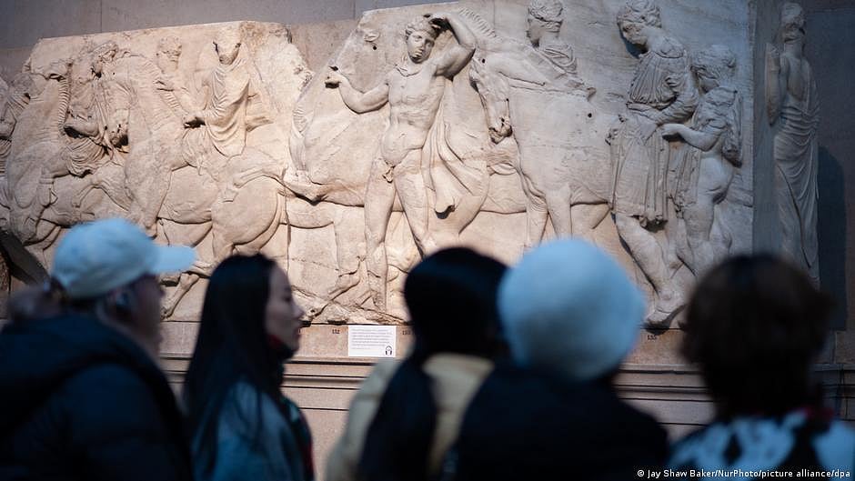 Britain has no plans to give the Elgin Marbles (shown in front of spectators here) back to Greece, which should be a cautionary tale for India (photo: Getty Images)