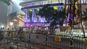 Eden Gardens Stadium lit up for the KKR vs Titans match. Photo: Gautam Bhattacharyya