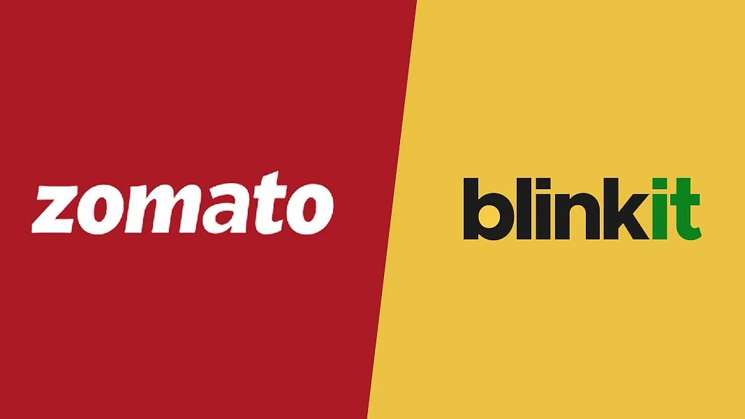 Representative image of Zomato and Blinkit logos