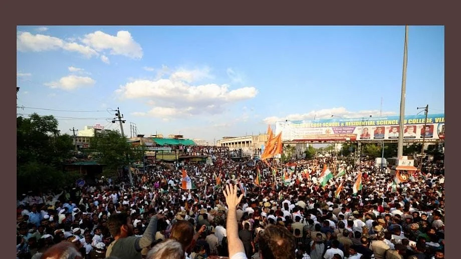 Rahul Gandhi addresses a public meeting in Vijaypura, Karnataka, on Sunday