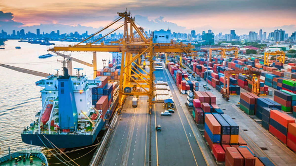 Mundra Port in Gujarat, one of the major ports operated by the Adani Group