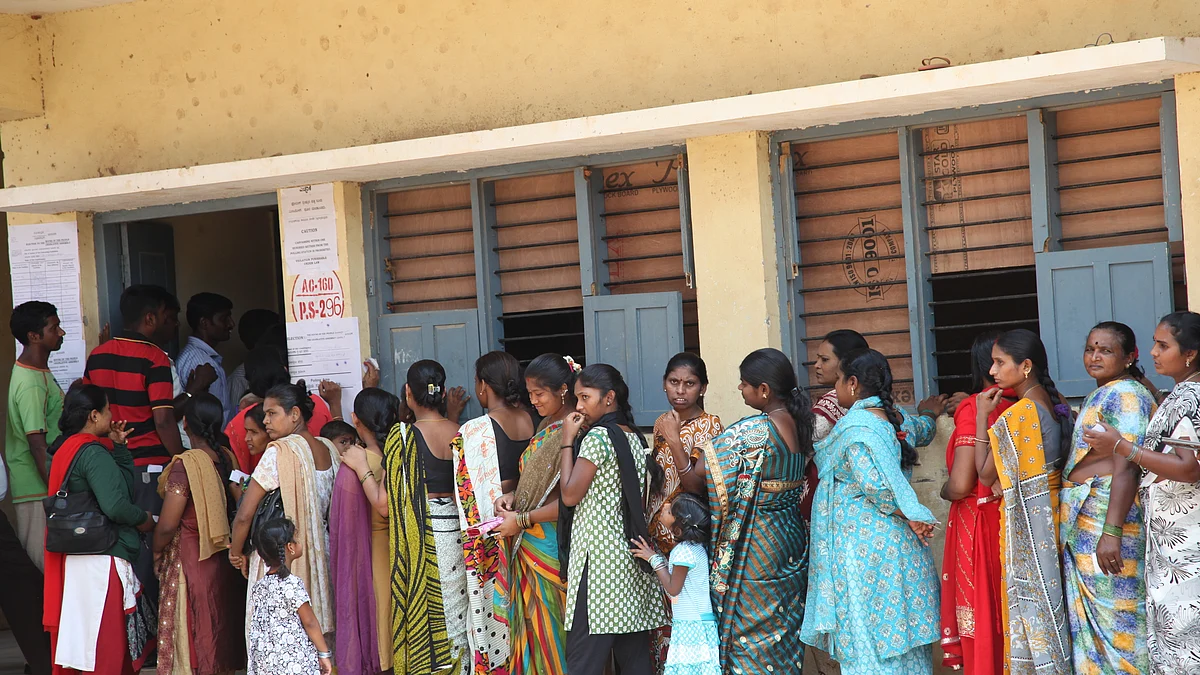 Women come out and vote in large numbers. (Photo by Pallava Bagla/Corbis via Getty Images)