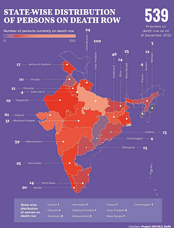 State-wise distribution of persons on death row (Photo: Project 39A NLU, Delhi)