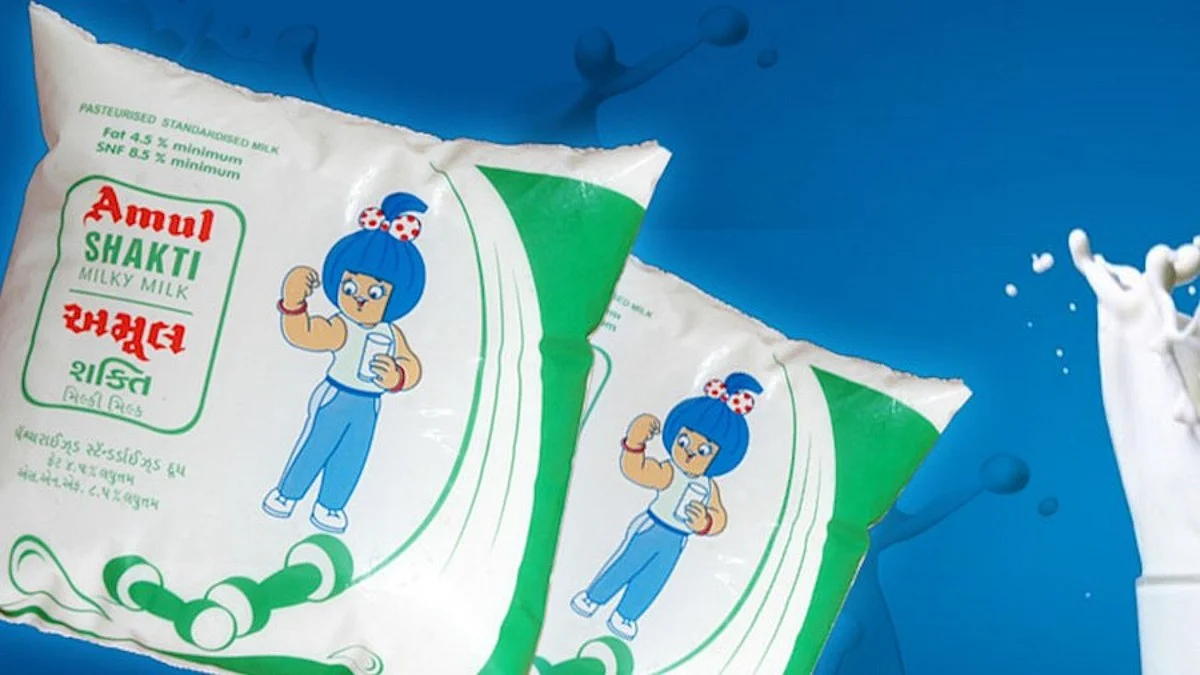 Two packets of Amul milk (IANS Photo)