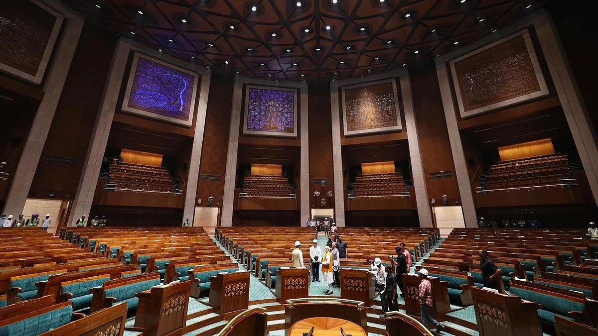 PM Modi in the new parliamentary building (Photo Courtesy: @PMOIndia/Twitter)