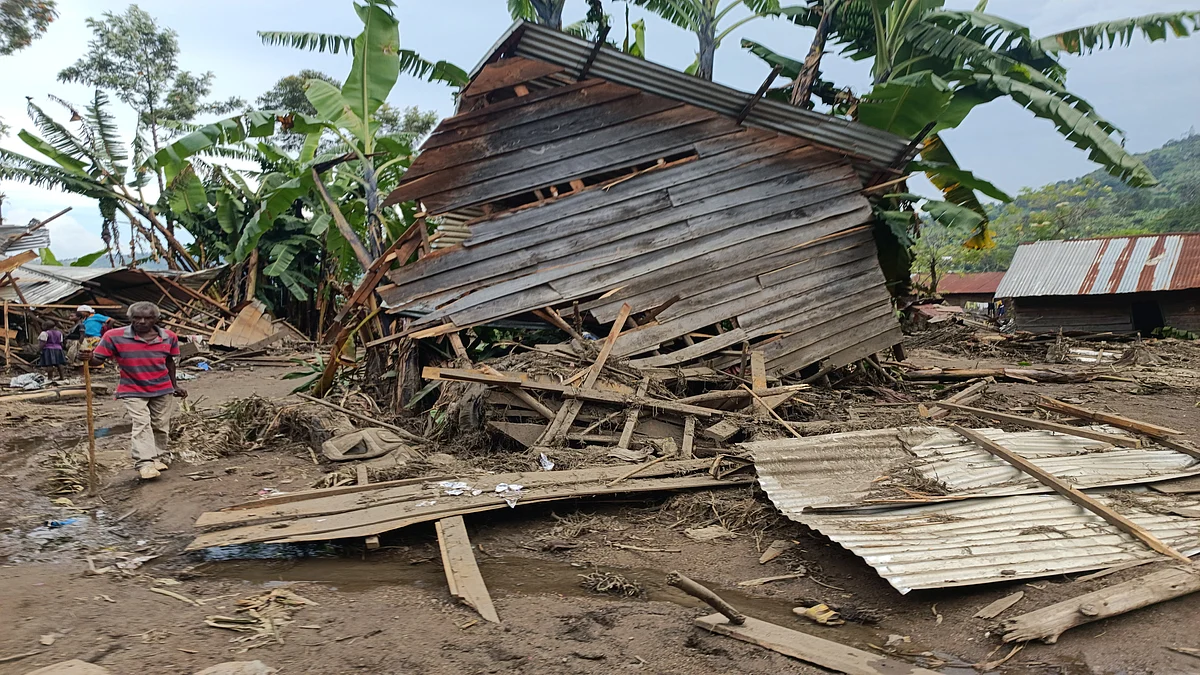 A view of damage after floods and landslides in the eastern Democratic Republic of Congo on May 08, 2023. (Photo: Augustin Wamenya/Anadolu Agency via Getty Images)