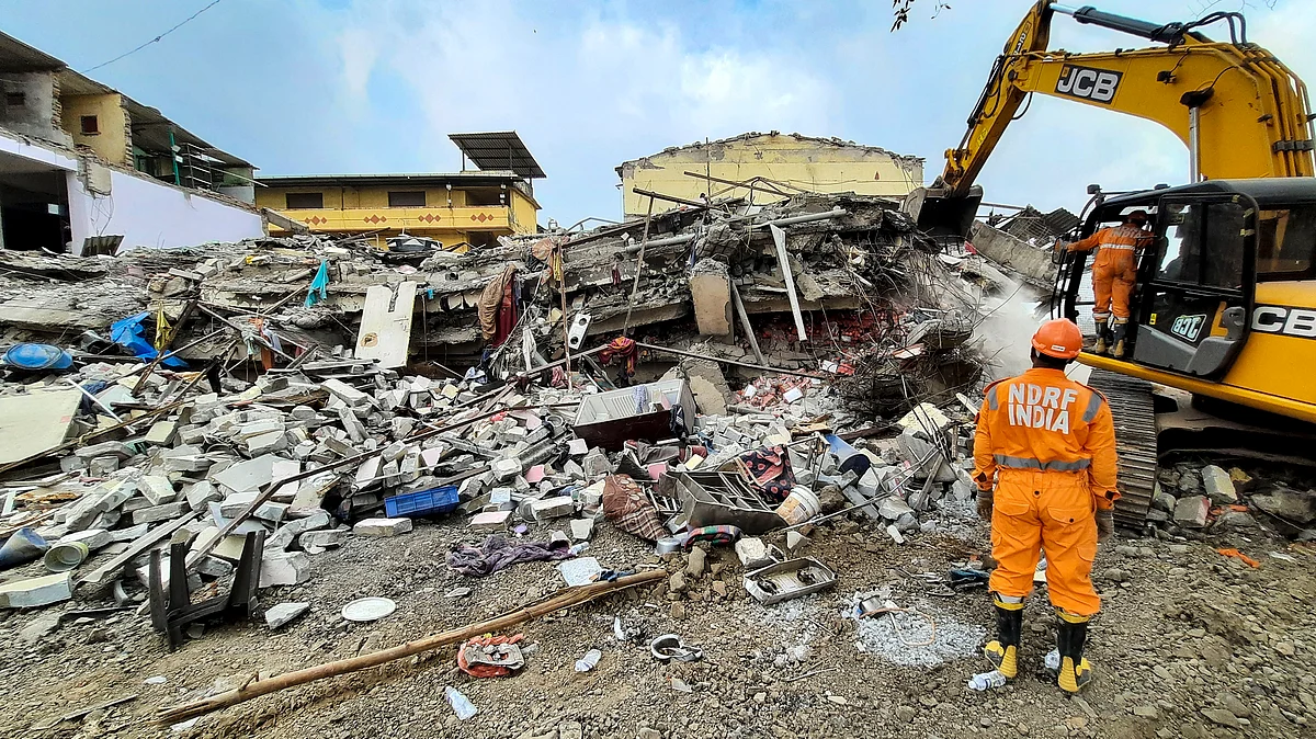The work of clearing the debris was underway for the third day, officials said. (Photo courtesy: PTI)