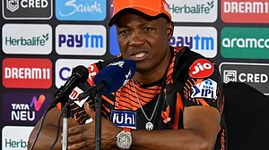 A disturbed Lara at the media conference after the loss (Photo: BCCI/Sportzpics)