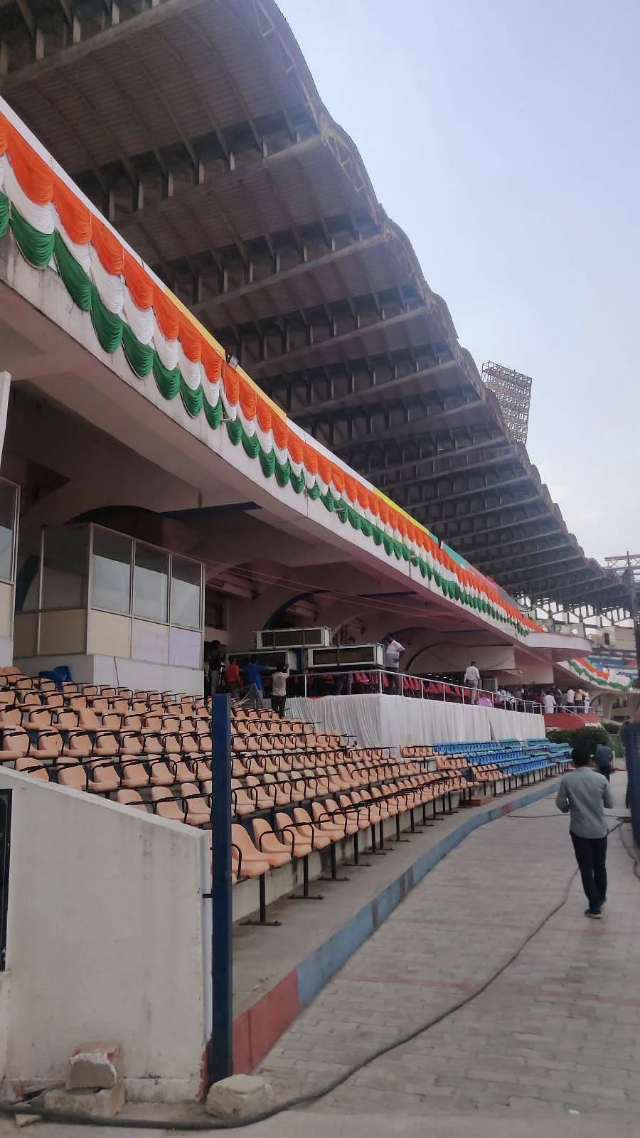 Kanteerava Stadium is piped in the tricolour (photos: Rishitha Shetty/National Herald)