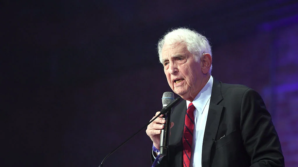 Daniel Elseberg speaking at Cinema for Peace Gala, 2019. (Photo Courtesy: Getty)