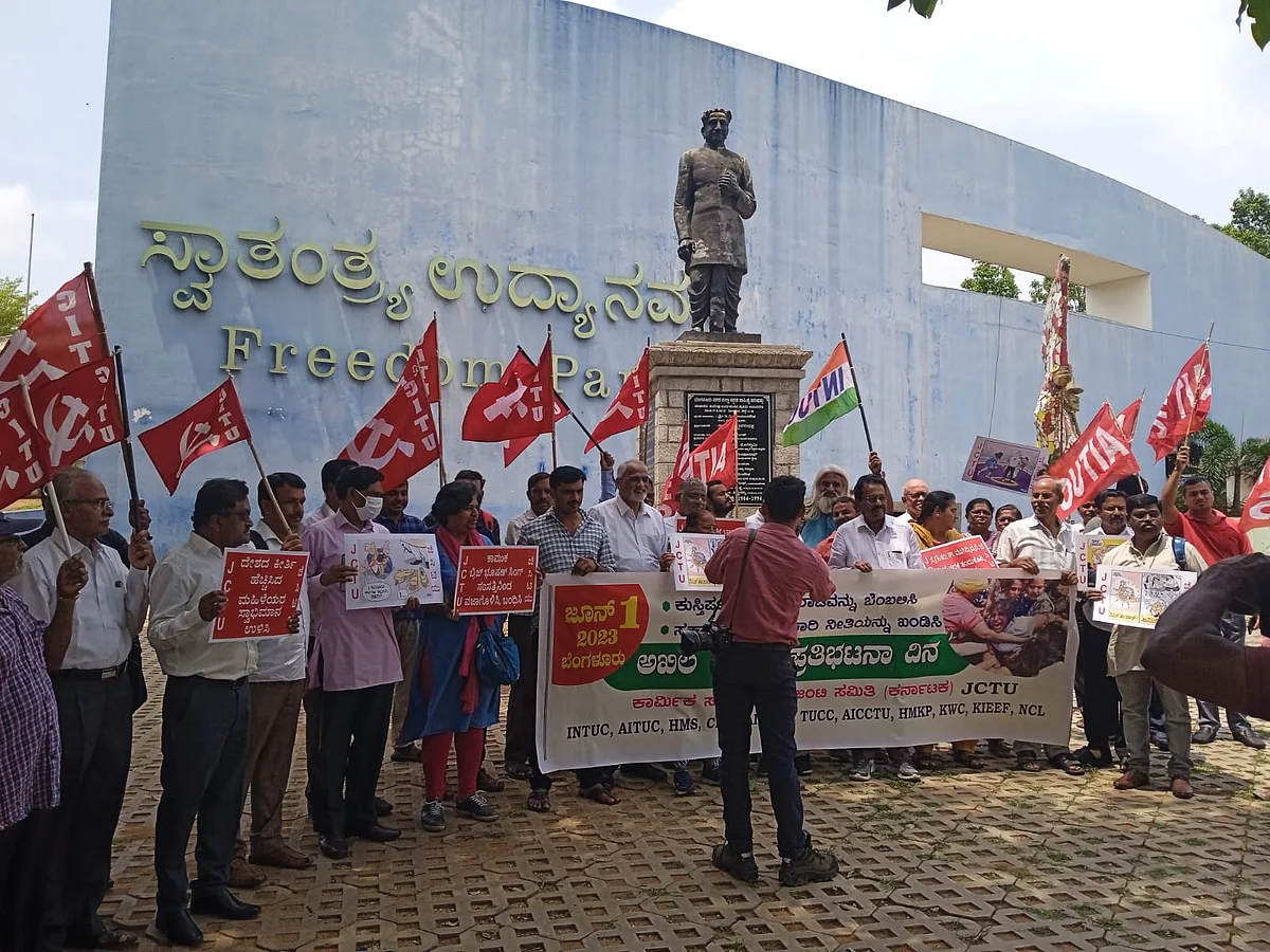 The Samyukta Kisan Morcha (SKM), an umbrella body of over 40 farm unions, has on Thursday held a nationwide demonstration against the WFI chief. (Photo: SKM)