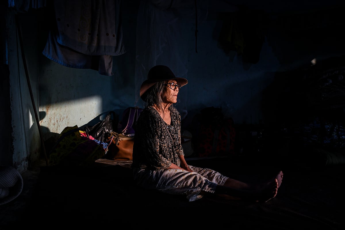 Churachandpur, Manipur: A woman sits in a relief camp at Saikot village (photo: Getty Images)