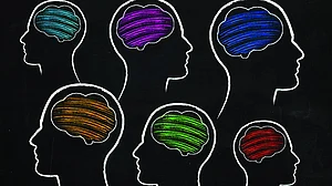 Representative image of humans with brains in different 'colours'