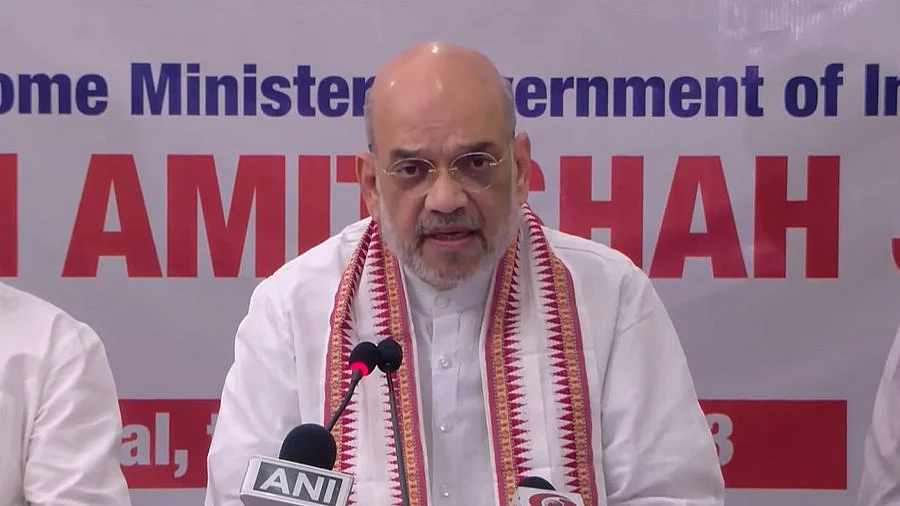 Amit Shah addressing a press conference on Manipur (photo courtesy @EastMojo/Twitter)