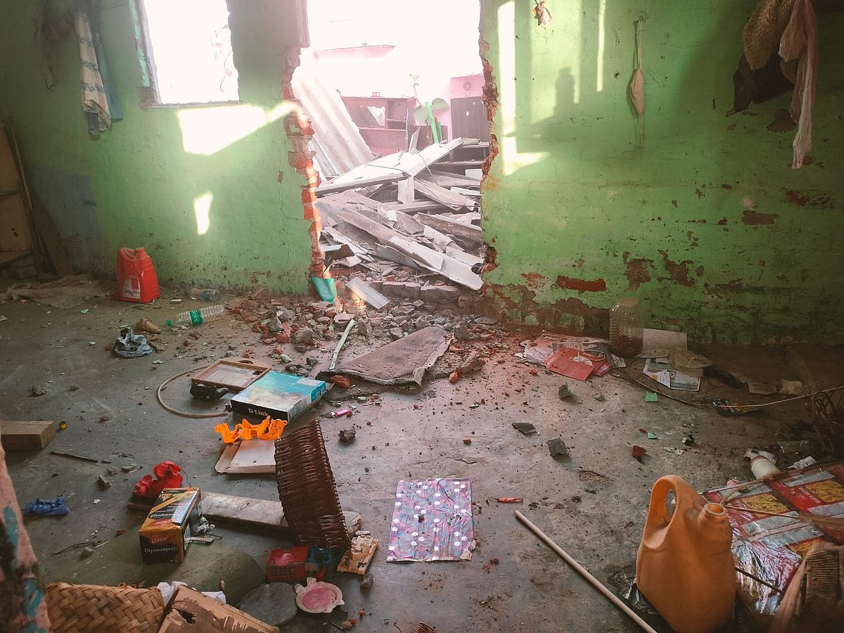 What remains of a home, still with the resident's belongings (Photo courtesy: AICCTU)