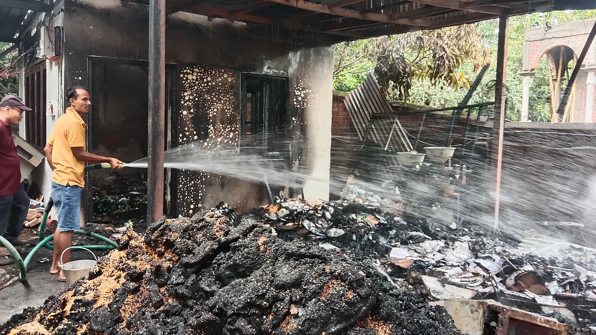 Union Minister RK Ranjan Singh's residence (Photo by Anuwar Hazarika/NurPhoto via Getty Images)