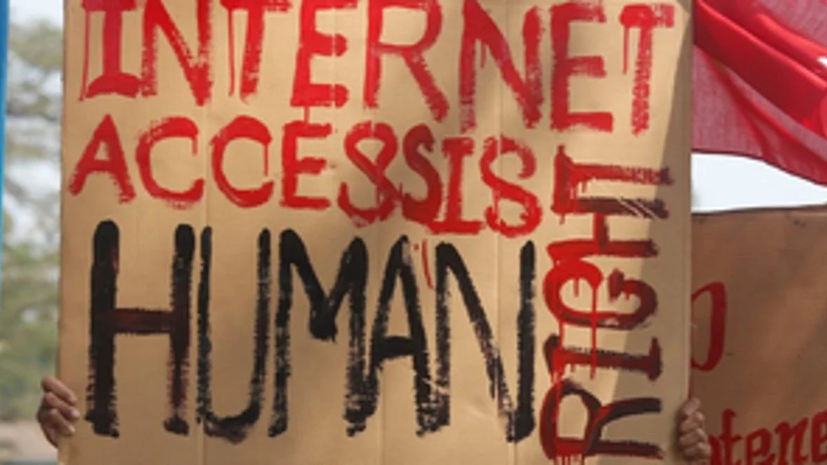 A poster that says 'Internet access is a human right', which the Supreme Court has also upheld (photo: IANS)