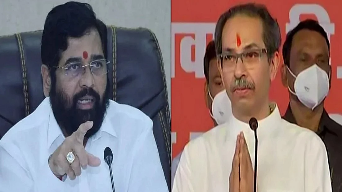 Eknath Shinde in the left, Uddhav Thakrey in the right. (photo: NH File Photo)